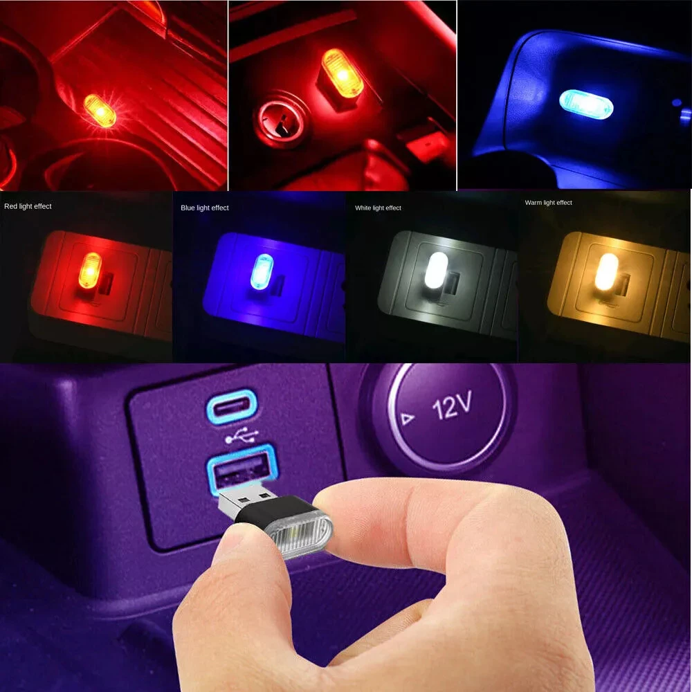 

1PC 5 Colors Car Mini USB LED Atmosphere Light Decorative Lamp Interior Light Portable Plug Ambient Emergency Lamp Accessories