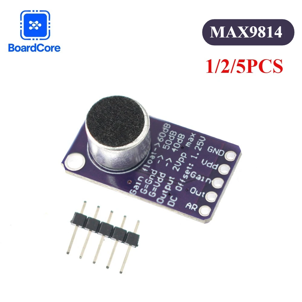 1/2/5PCS MAX9814 Microphone AGC Amplifier Board Module Microphone Sound Amplification Audio Amplifier Module Support ESP32