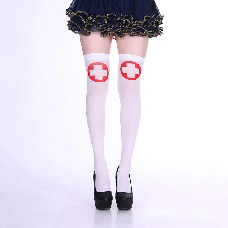 Halloween Rollenspel Accessoires Vrouwen Witte Dij Highs Sexy Verpleegsters Kousen