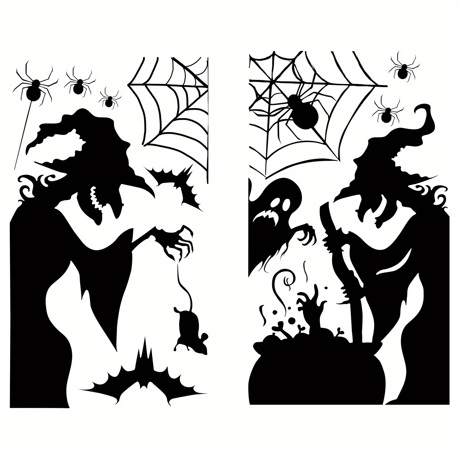 Halloween Elektrostatische Fenstersticker Gruselige Hexe Geist Fledermaus Maus Spinnennetz Muster Abnehmbare Glas-Heimparty-Dekorationen – Detail 6