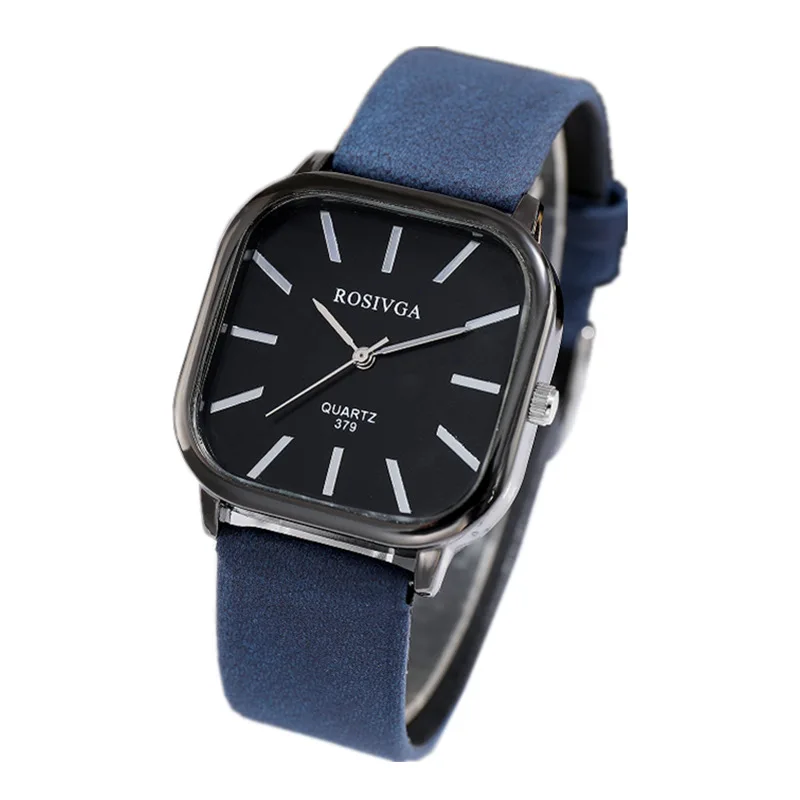 Reloj cuadrado de cuarzo para hombre y mujer, cronógrafo de pulsera con correa de cuero, resistente al agua, esfera cuadrada de lujo, estilo Retro