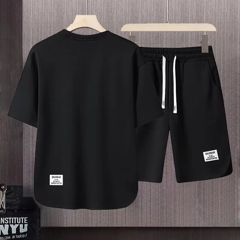 Summer Sets Men's T-shirt + Shorts Suit 2 Piece Free Shipping Brand Short Sleeve Simple Casual Style Black White Gray Coffee