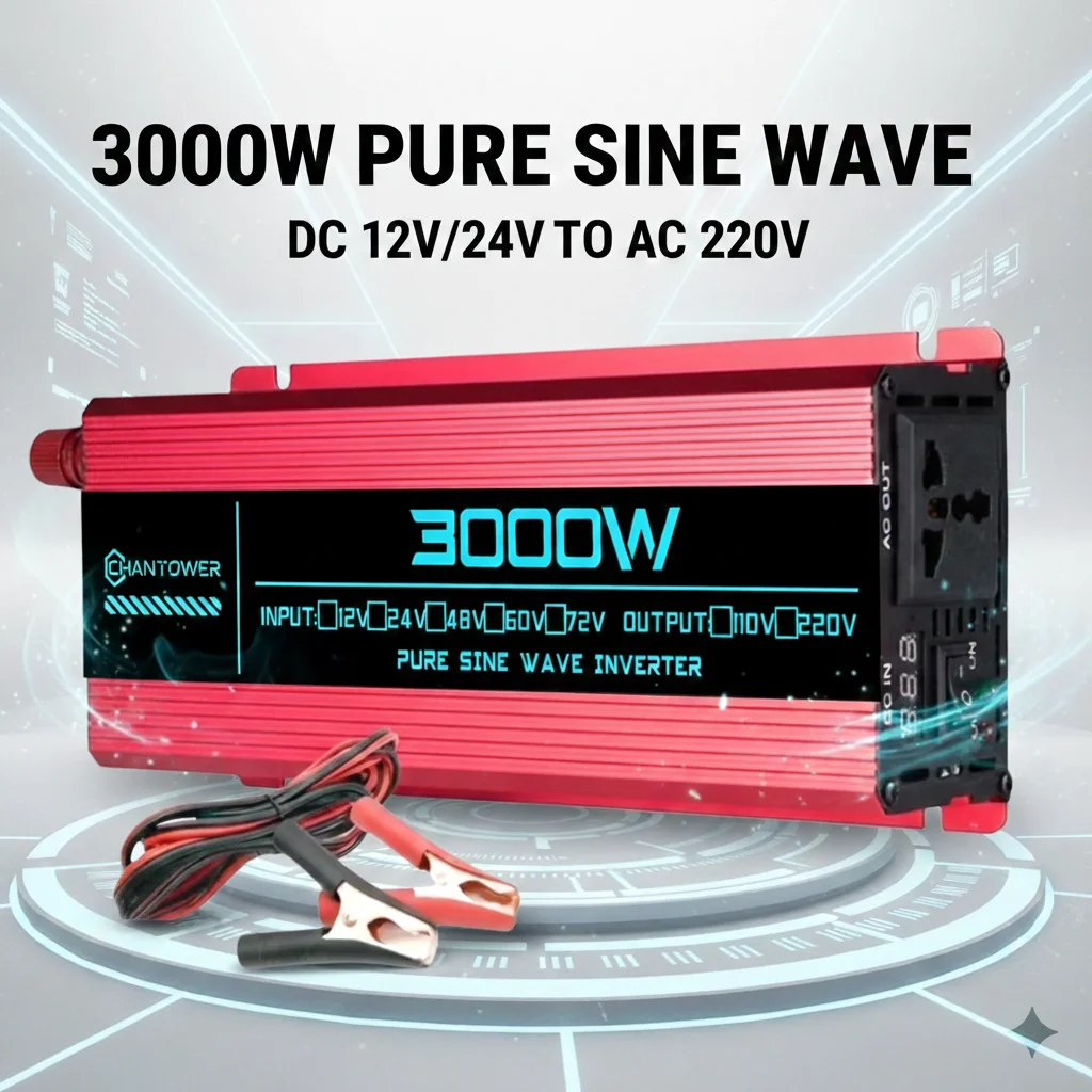 Pure Sine Wave Inverter 12V 220V DC To AC 1600W 3000W 24V 220V Portable Power Converter Car Solar Inverter Charger Adapter