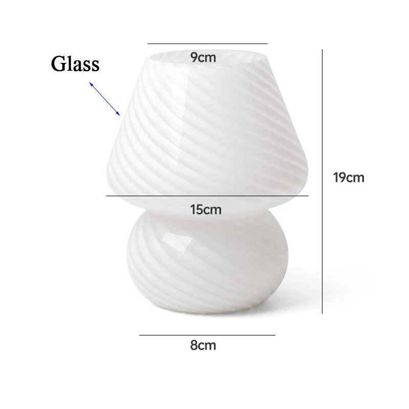 Glass Mushroom Table Lamp for Room Decor LED E14 USB AU CN EU UK US Plug Frosted / Striped 3 Colors Dimmable Vintage Night Light