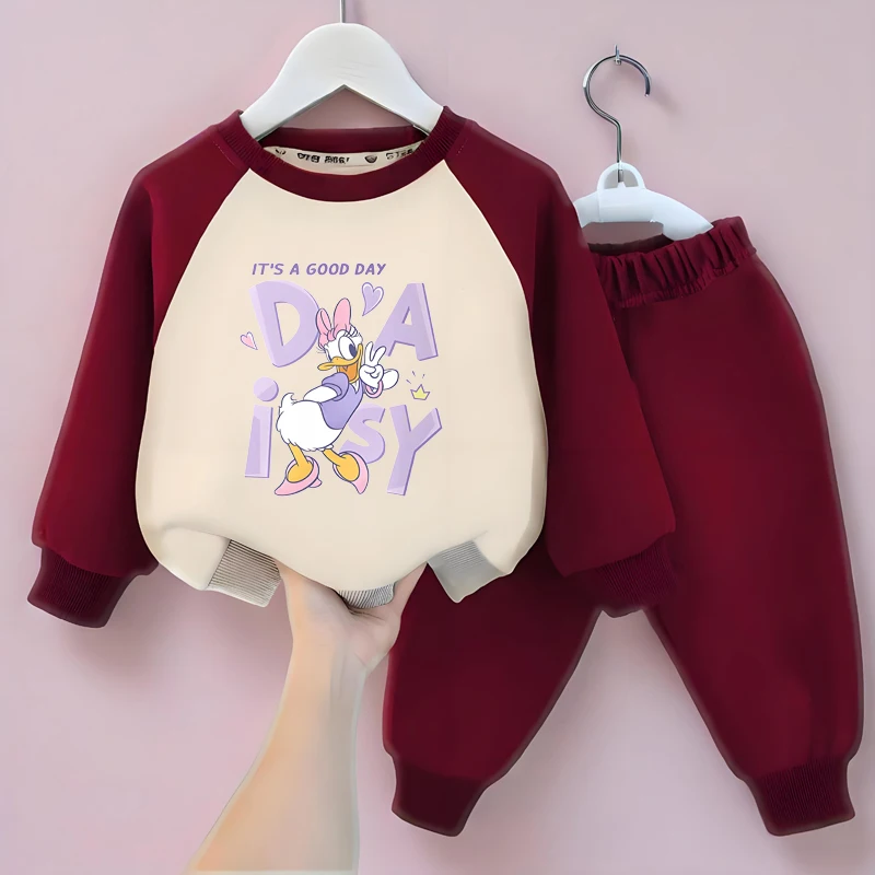 

Disney Hoodie For Girls Casual Long-sleeves Sweatshirt+long Pants Sets for Kids Autumn Minnie Printed 2pcs Set Clothing