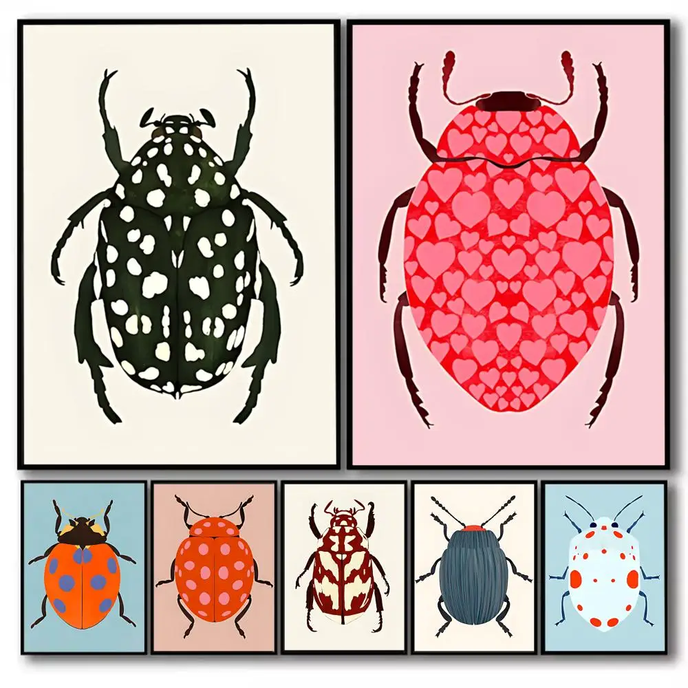Spotted Beetle Print Painting Calligraphy Canvas Poster Art Anti-wrinkle for Living Room Home Decor Wall Decoration Decals