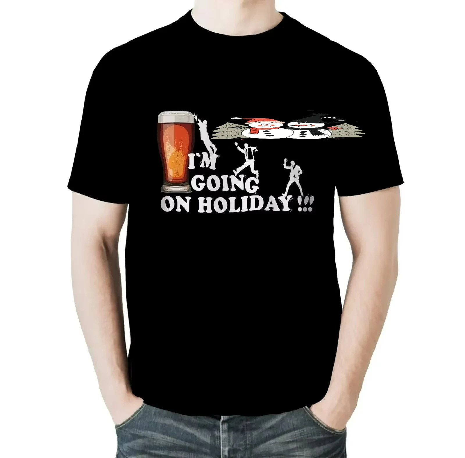 I`m Going on Holiday Funny Drinking Beer Joke Gift T-Shirt 100% Cotton O-Neck Summer Short Sleeve Casual Mens T-shirt Size S-3XL