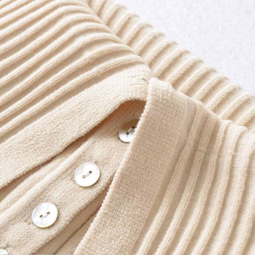 

Slimming Knitted Sweater One-oulder Turn-down Collar Button Sexy ort Women's Faion Spring Long Sve Cardigan Pure Color