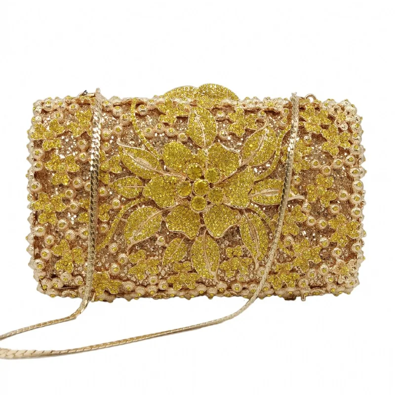 

Diamond Dinner Empty Metal Diamond Clutch Annual Meeting Dress Evening Women's Metallic Foil Party Clutch With Detachable Strap