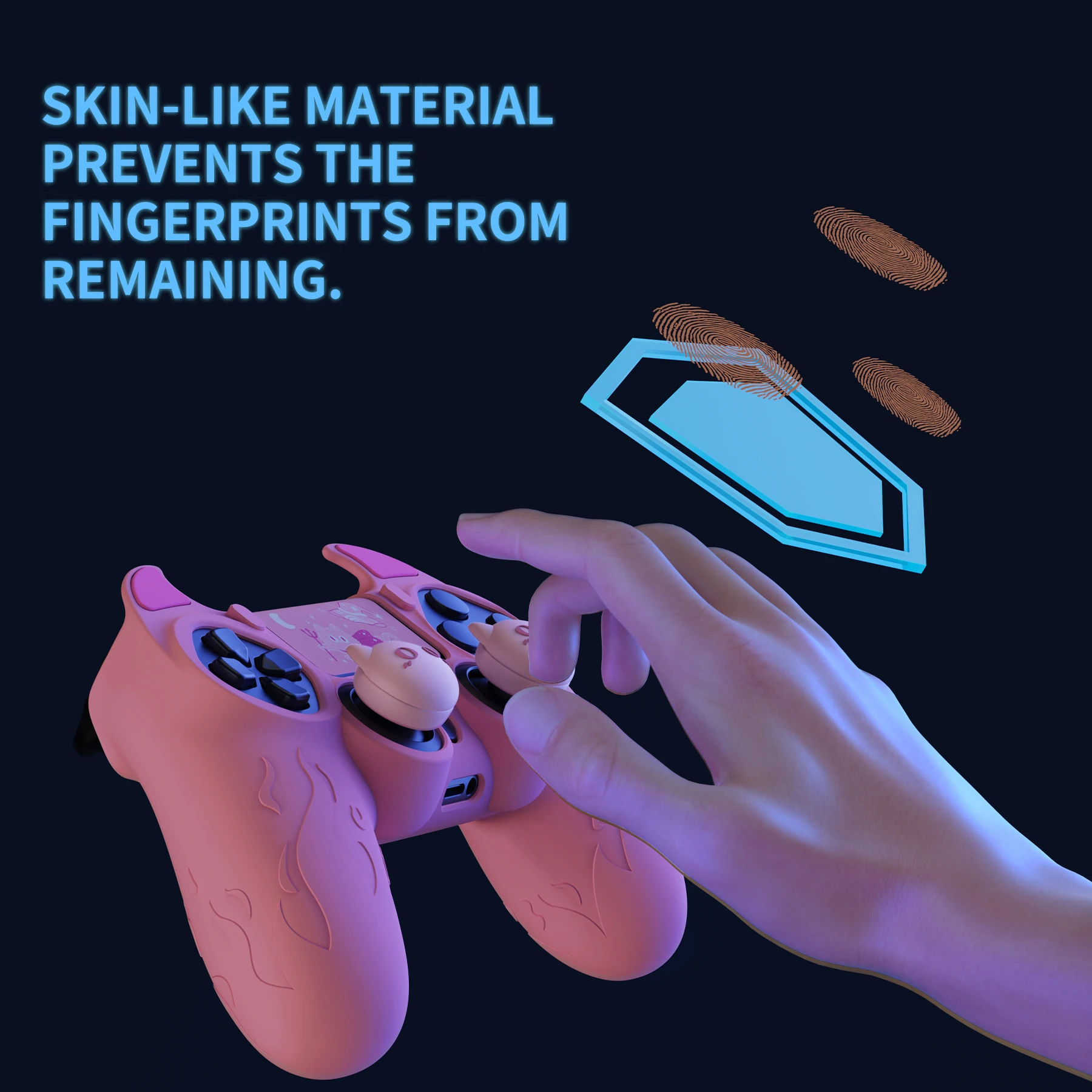 حافظة من السيليكون لجهاز تحكم Demon اللطيف من PlayVital، غطاء Kawaii لجهاز تحكم ps4 Slim/Pro - وردي