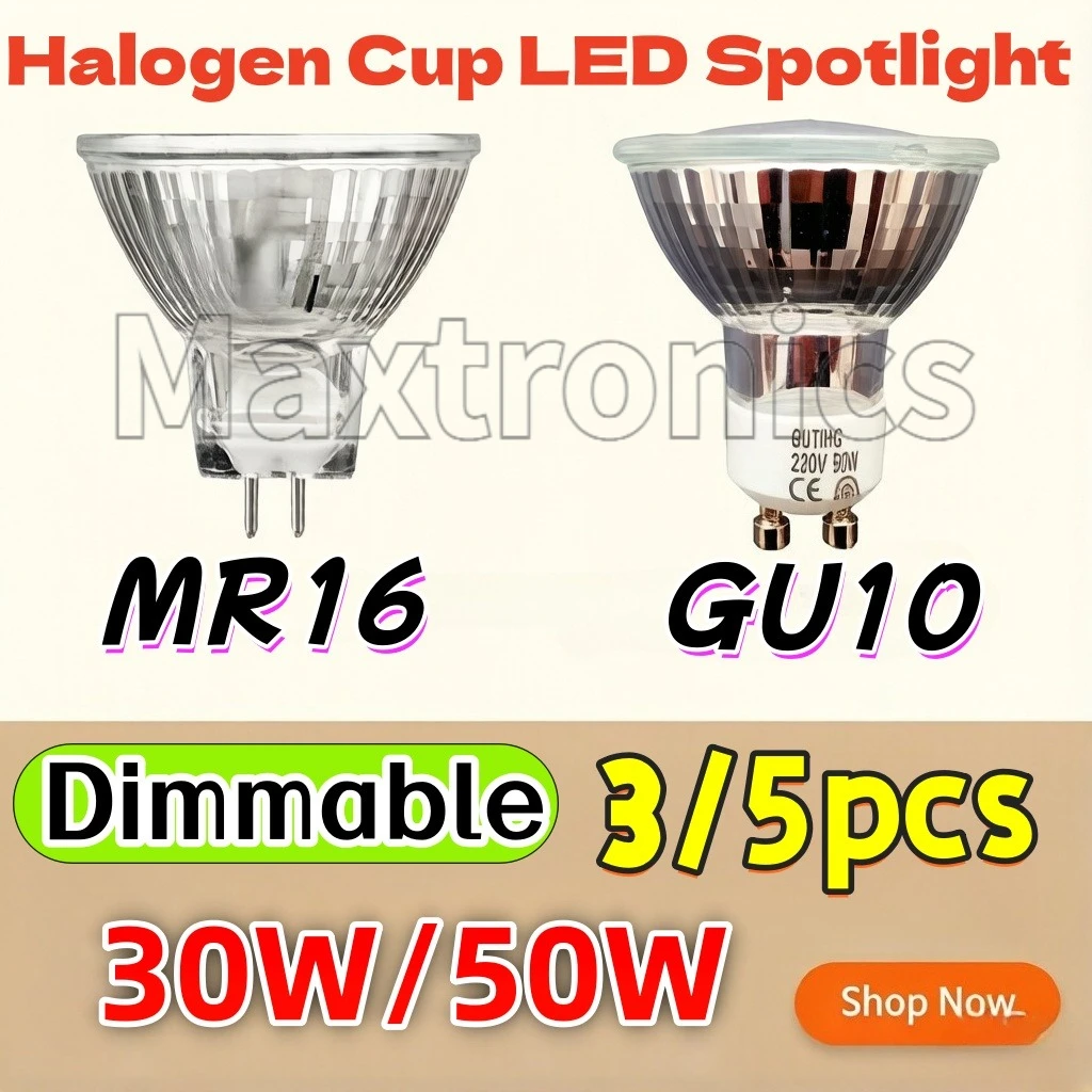 3/5pcs Dimmable Halogen Cup LED Spotlight 35W/50W (AC220V GU10) (DC12V/220V MR16) Warm White for Home Track Ceiling Light Source
