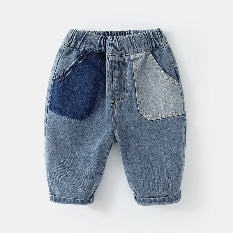 Autumn 1-3Y Baby Girls Jeans Cotton Retro Elastic Waist Toddler Girls Denim Pants Korean Loose Casual Infant Kids Girls Trousers