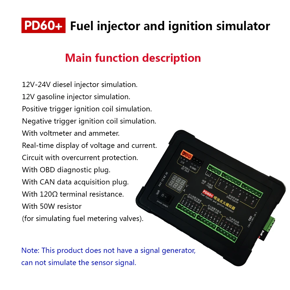 Upgraded PD60+ Gasoline and Diesel Vehicle Computer Board Fuel Injection Ignition Simulator ECU Maintenance Platform Tester