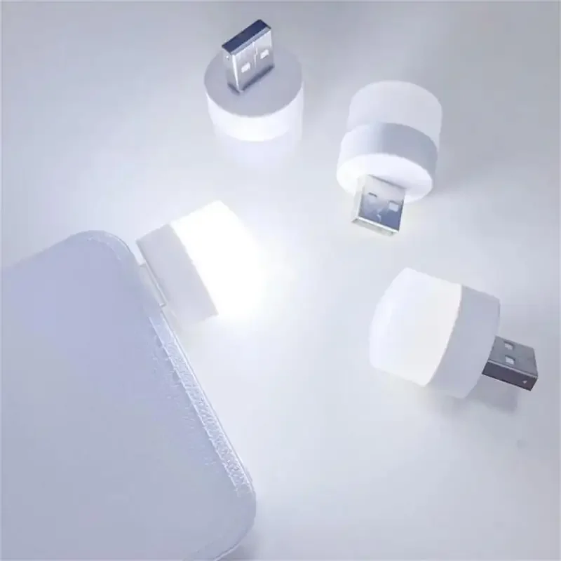 1-6PCS USB Night Light Warm White Eye Protection Book Reading Light USB Plug Computer Mobile Power Charging LED Night Lamp