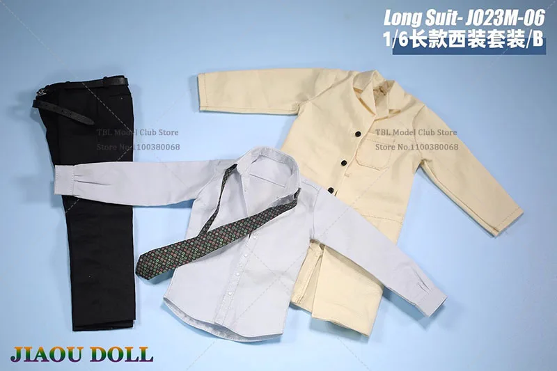 JO23M-06 1/6 Schaal Zakelijke Kleding Kleding Set Mannelijke Lange Pak Trenchcoat Shirt Broek Stropdas Set Fit 12in Soldaat Action Figure