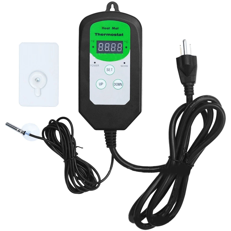 

Digital Thermostat Controller IP65 Waterproof For Seed Starting Seedling Heat Mat, Reptiles,Hatch Thermostat(US Plug)