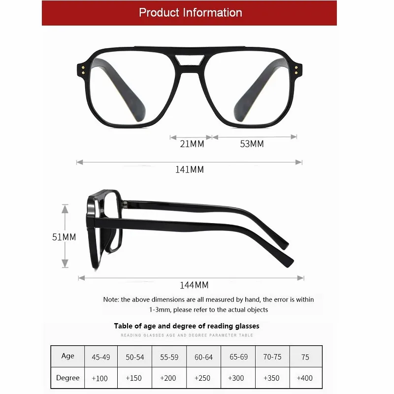 Reading Glasses Women Men Fashion Vintage Anti Blue Light Aviation Presbyopic Glasses Polit Prescription Eyewear +1.0~+4.0