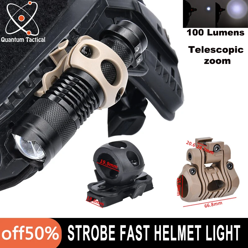 

Tactical Strobe Fast Helmet Light Telescopic zoom Military Helmet Lamp LED Mini Flashlight Hat Clamp Holder Hunting Scout Light