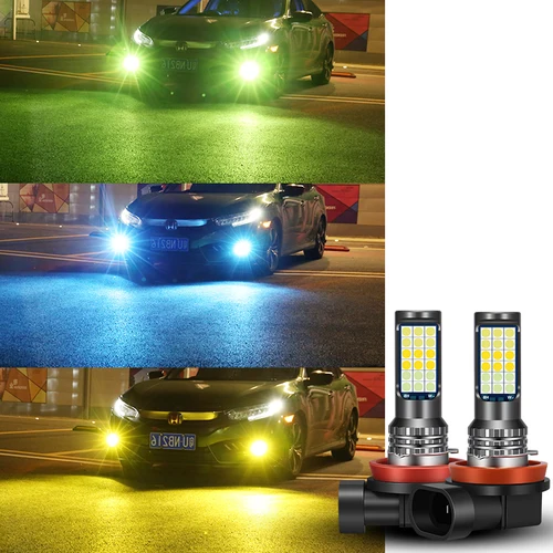 Imagen 1 del producto 30W 3 colores Flash H8 H11 luces antiniebla LED colores duales luz antiniebla Led 3030 36SMD H3 H7 H9 bombillas LED 9005 9006 HB3 HB4 lámpara antiniebla LED