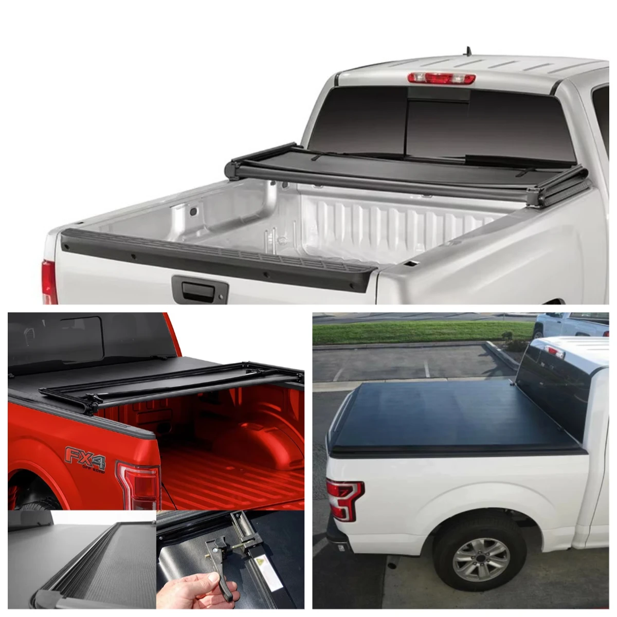 Factory Exterior Accessories Pickup Truck Protective Waterproof Soft Tri-Fold Tonneau Cover for Different Models
