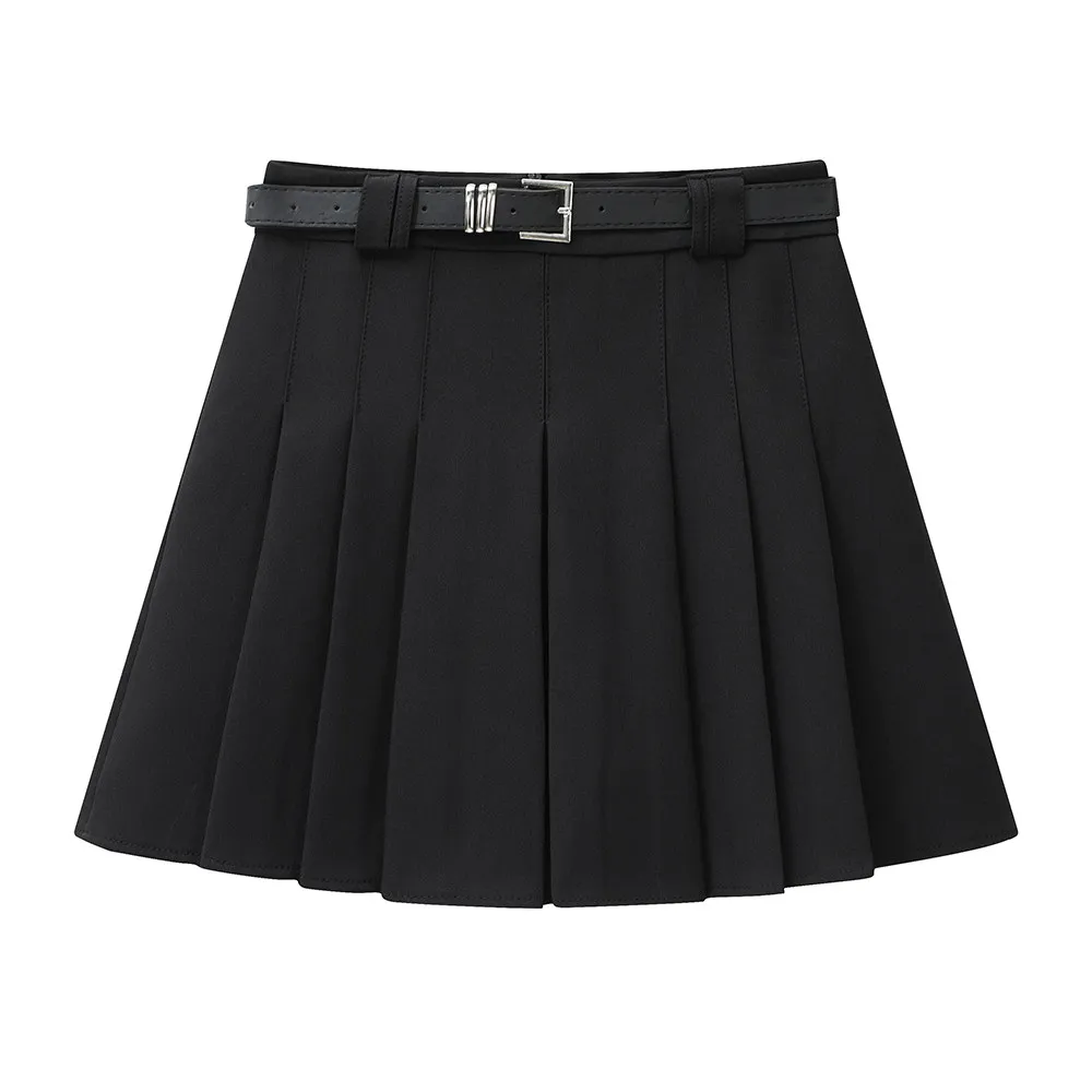 Mini-Plisseerock für Damen, Herbst 2026, Neuerscheinung, hochtaillierte Röcke mit Gürtel, koreanischer Modestil, Minirock für Damen, heiß begehrt – Detail 3