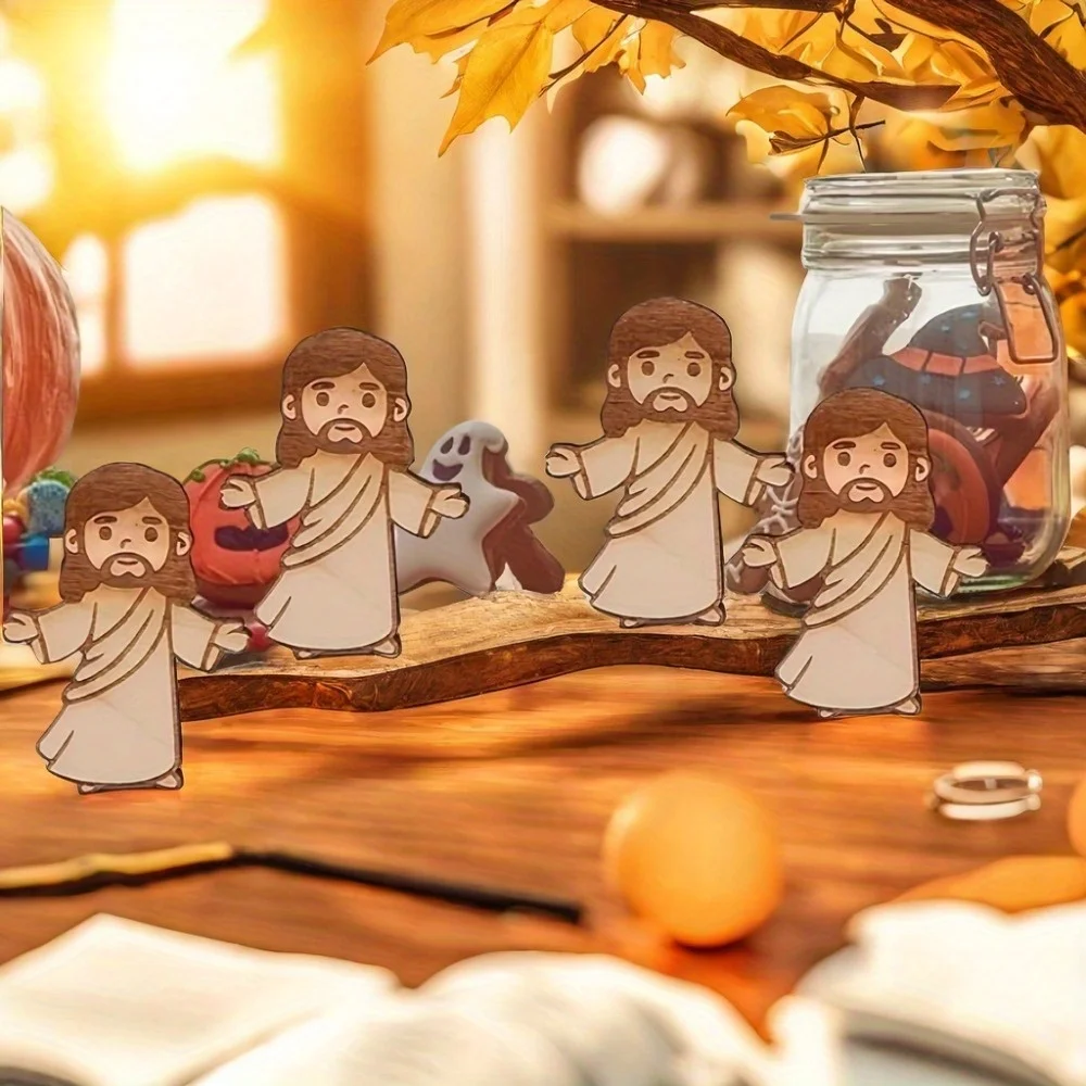 10pcs/set Wooden Figurine Crafts, Combining Decorative and Religious Significance, for Church/living Room/home Decoration