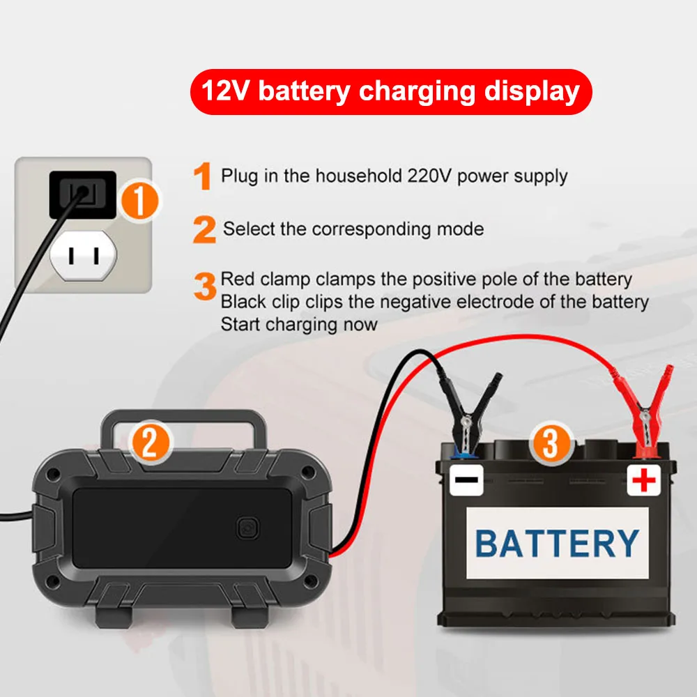 Multifunctional Smart Car Battery Charger 12V 6A For Motorcycle SUV Truck LED Display High Power Pulse Repair Battery Charging