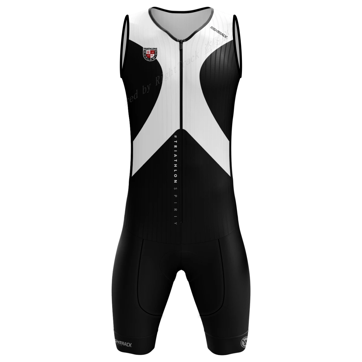 Righttrack New World Triathlon Herren-Trisuit, zweifarbig, ärmellos, Skinsuit, Kleidung, Overall, Schwimmen, Radfahren, Laufen, Wettkampf, RT-Bekleidung 4