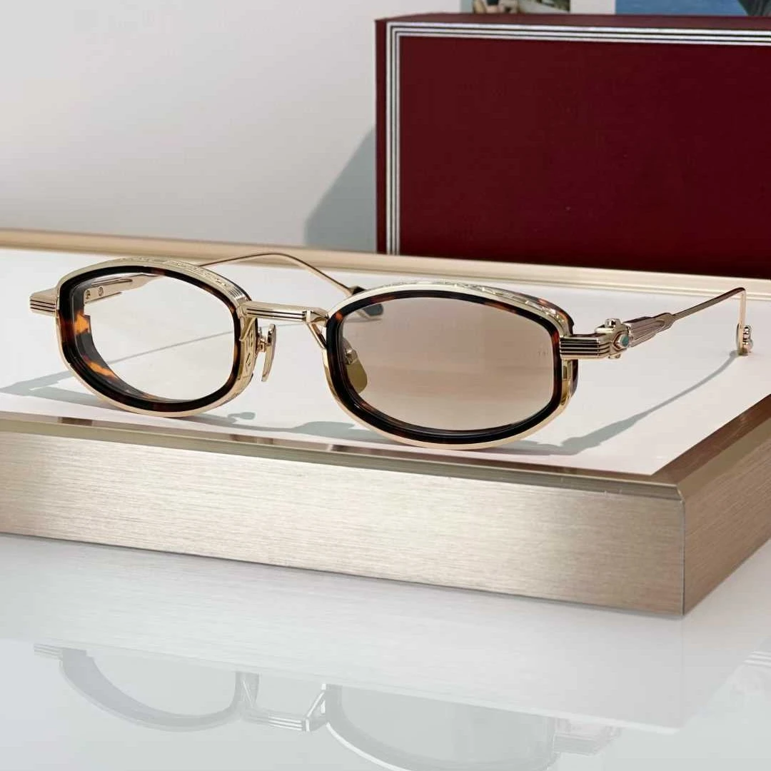 Okulary przeciwsłoneczne Jacques Luxury Fashion Trend Vintage JJMM HARDIN Ultralekkie Tytanowo-Acetatowe Retro Owalne Unisex Najwyższej Jakości 3A+