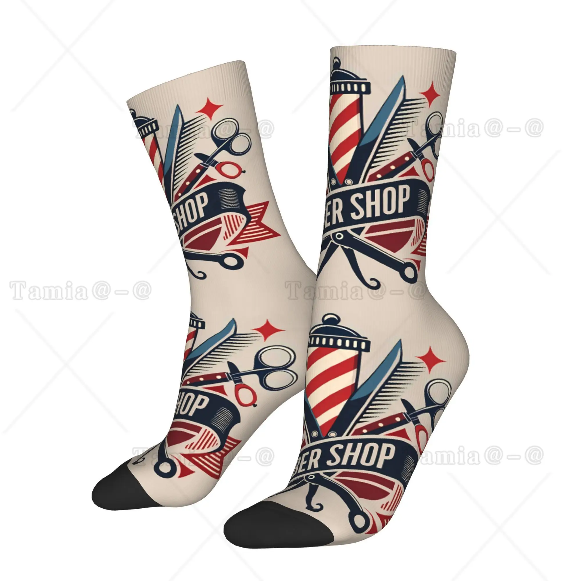 

Barber Shop Sock Printed Man Polyester Fashion