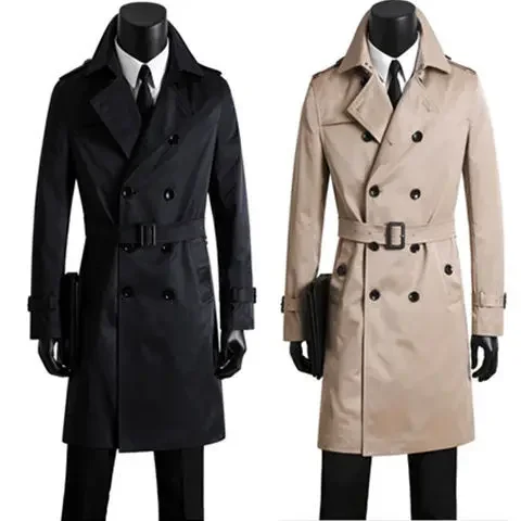 Men's Windbreaker New Autumn and Winter Slim Fit Double Breasted Business Leisure Long Coat  Guy's Cape