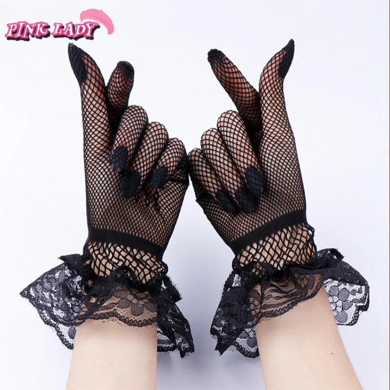 Lolita JK Summer Gloves - UV-Proof Driving & Cosplay Style | Mesh Fishnet Full Finger Lace Fashion Gloves for Girls