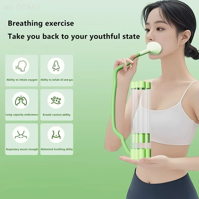 مجموعة دمبل لتدريب عضلات البطن، جهاز تمرين التنفس العميق لتعزيز قدرة الرئة
