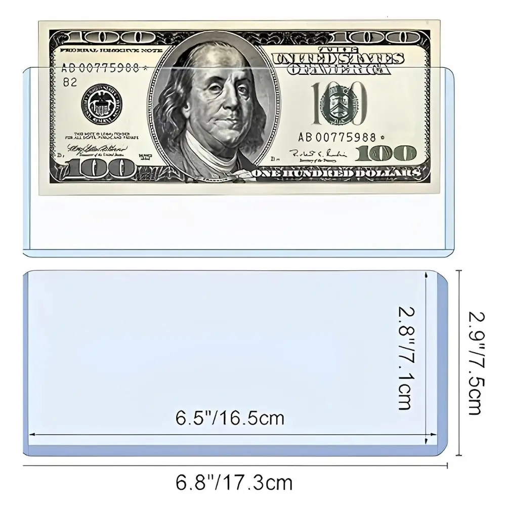 6/12/16pcs PVC Currency Holder Sleeves Transparent Banknote Protective Covers for Collectible Bills YMY