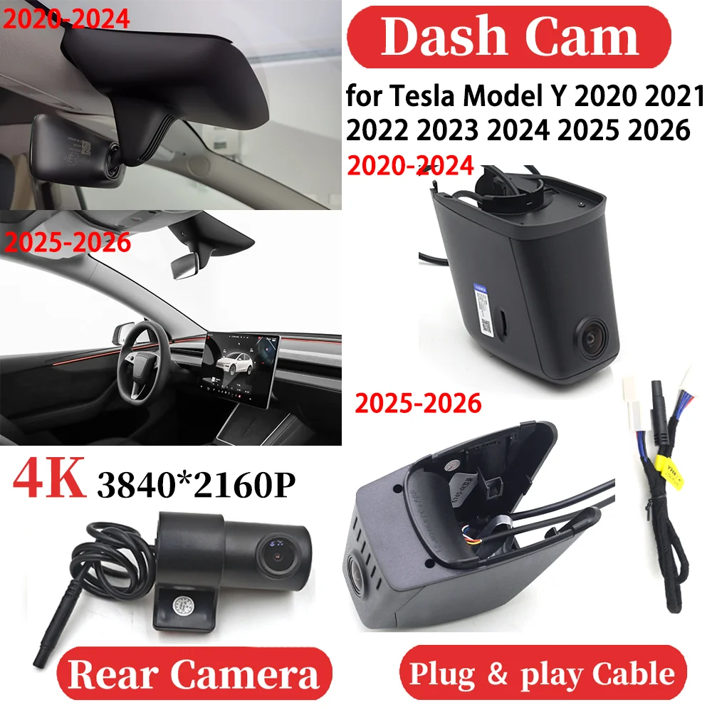

ZJCGO for Tesla Model Y 2020 2021 2022 2023 2024 2025 2026 OEM Car Front＆Rear 4K Video Recorder DVR Dash Cam Dashboard Camera