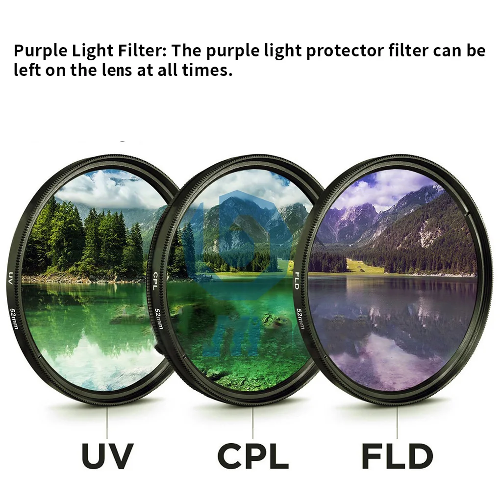 3x Lens Filter with Bag Camera 49MM 52MM 55MM 58MM 62MM 67MM 72MM 77MM Protector Filtering Circular Polarizer Carrying Case 49mm