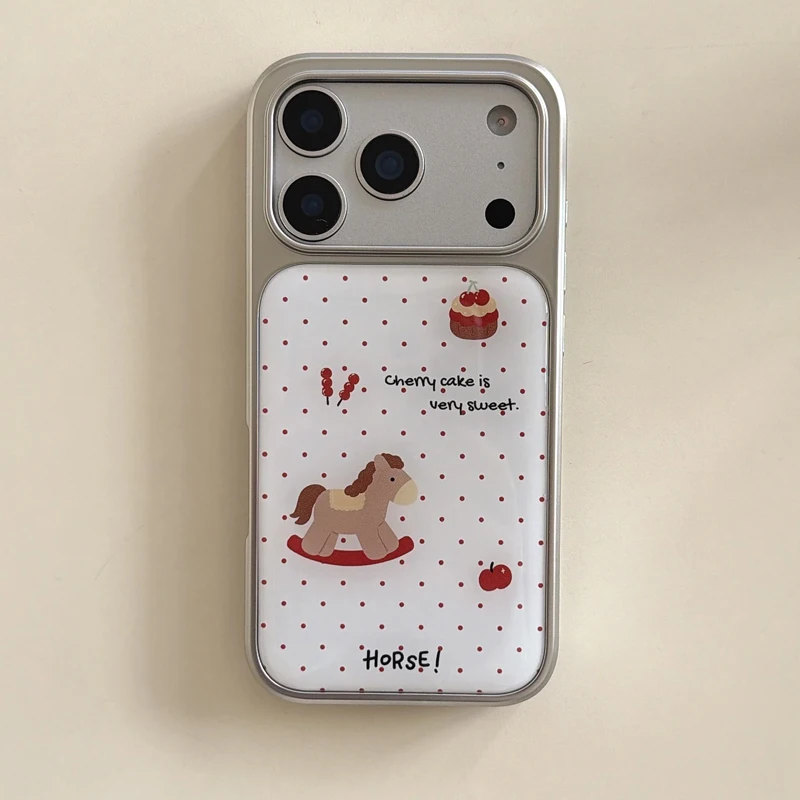 

Милый чехол-качалка белого красного цвета в горошек с вишневым тортом для iPhone 17, Air 16, 15, 14, 13, 12, 11 Pro Max, задняя крышка для телефона