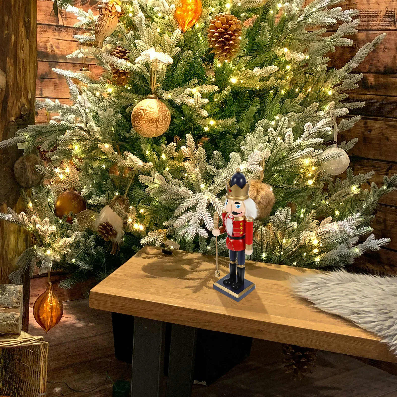 

Wooden Soldier Christmas Decoration Hand-Painted Desktop Ornament Xmas Gift Festival Wooden Nutcracker Puppet Decor Craft