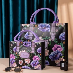 Large Capacity Shopping Bag Durable Female tote bag solid thick Fabric Rose Flower eco bag Reusable Pouch Travel Storage Handbag
