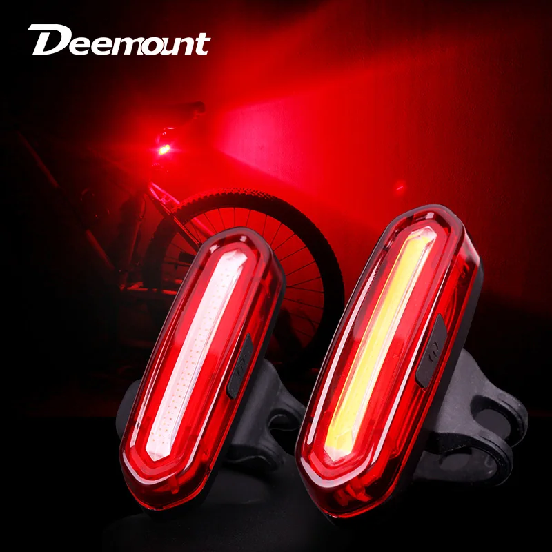 Deemount 100 lm recargable cob led usb mountain bike mtb de la bicicleta de la luz posterior de la bicicleta de advertencia de seguridad luz trasera luz trasera de la lámpara