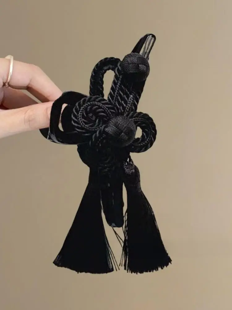 Pince à cheveux élégante de Style Cheongsam, accessoires pour cheveux Hanfu tressés dignes, pompon, cérémonie traditionnelle chinoise de griffes de cheveux