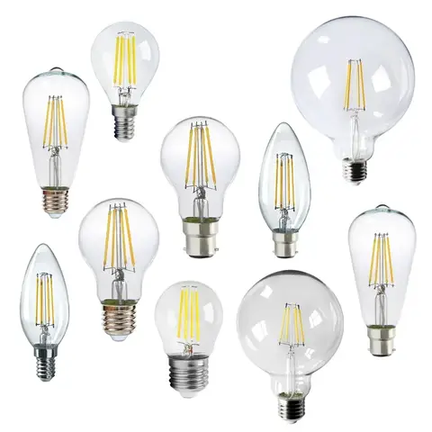 3pcs C35 A60 ST64 Retro Led Light Bulb E27 B22 E14 AC220-240V Edison Filament Bulb Vintage Warm Glass Lamp Lighting Indoor Light