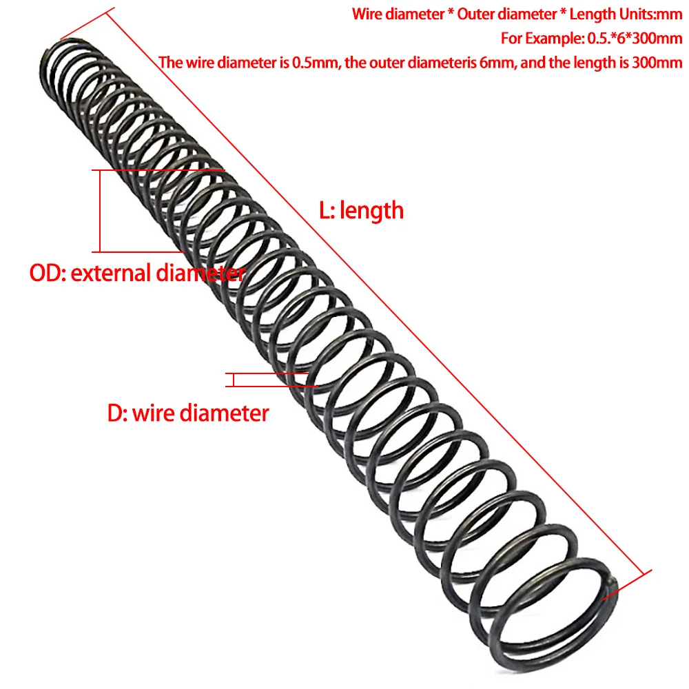 Compressed Spring Wire Diameter0.3-1.0mm,Outer Diameter 2mm-20mm,Length 300mm Release Spring Return Spring 1Pcs