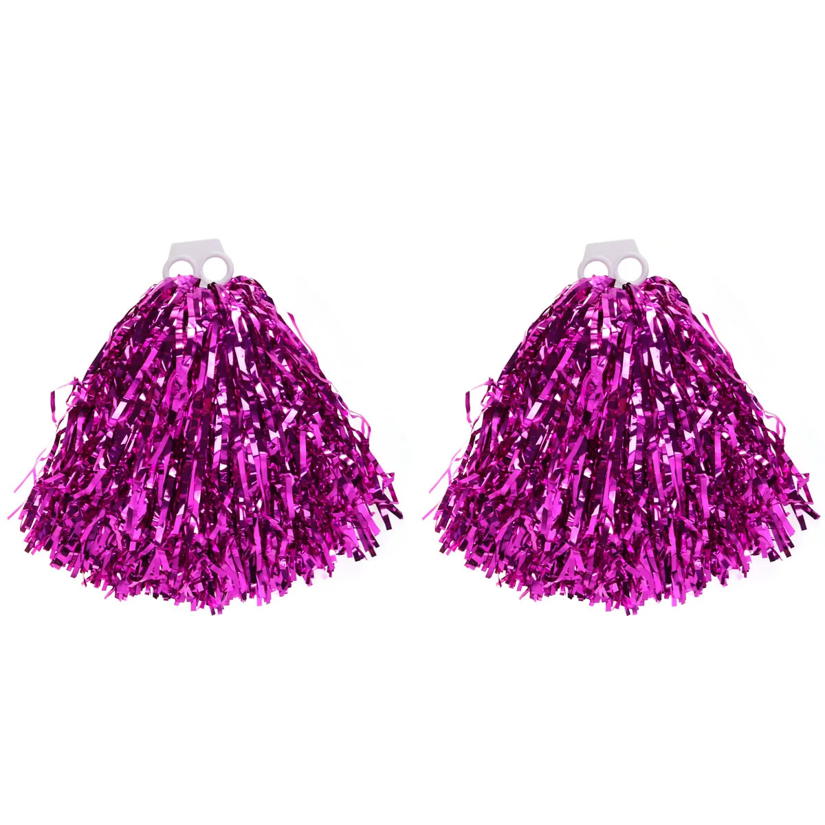 

1 Pair Cheerleader Pom Poms Plastic Ring Lightweight Glossy Red -Catching Spirited Events College High