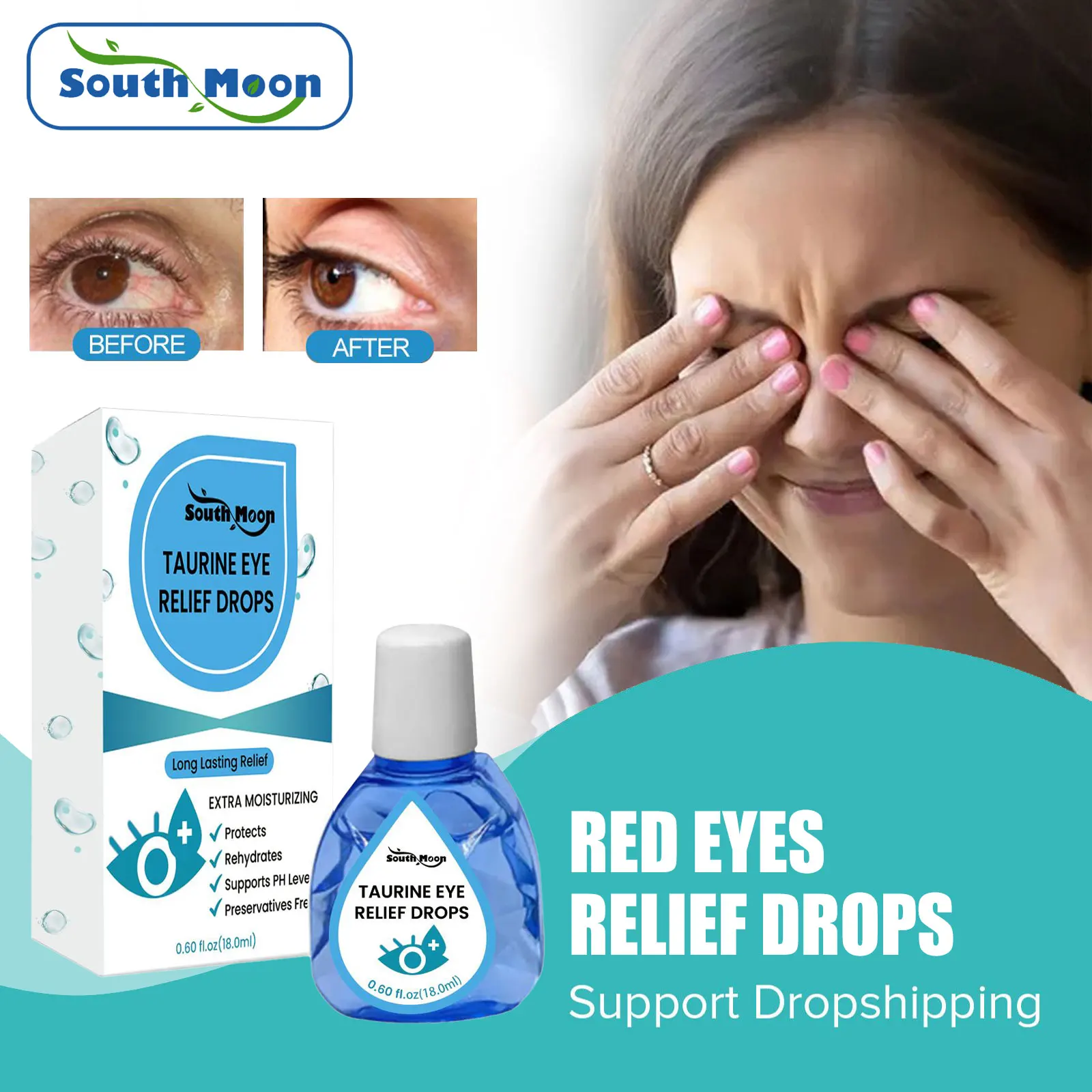 Eye Drops Relieve Eyes Fatigue Dry Itchy Redness Discomfort Blurred Vision Eye Infection Congestion Treatment for Computer Users