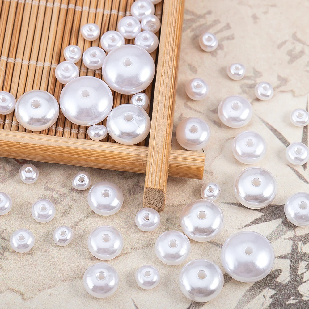 20/50pcs 4-12mm Imitation Pearl ABS Flat Beads For DIY Bracelet Handmade Earrings Hair Clip Embellishment Accessories Materials
