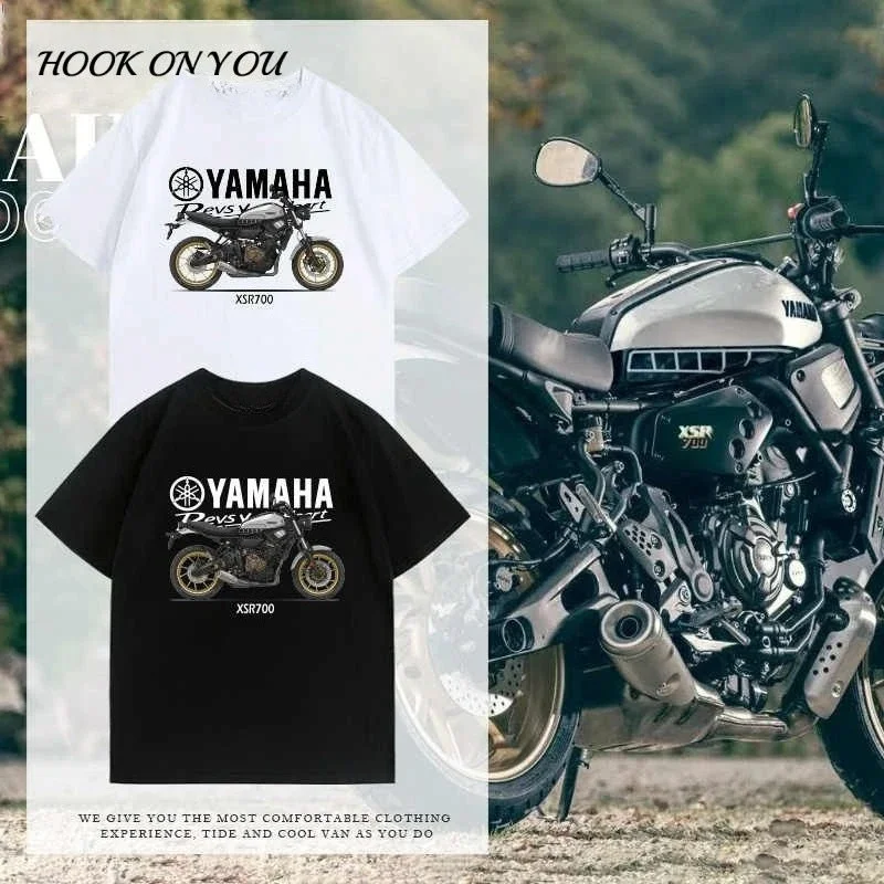 

Yama Ретро Мотоцикл с короткими рукавами Car Club Мультяшный принт для мужчин и женщин в одном стиле Удобный и универсальный