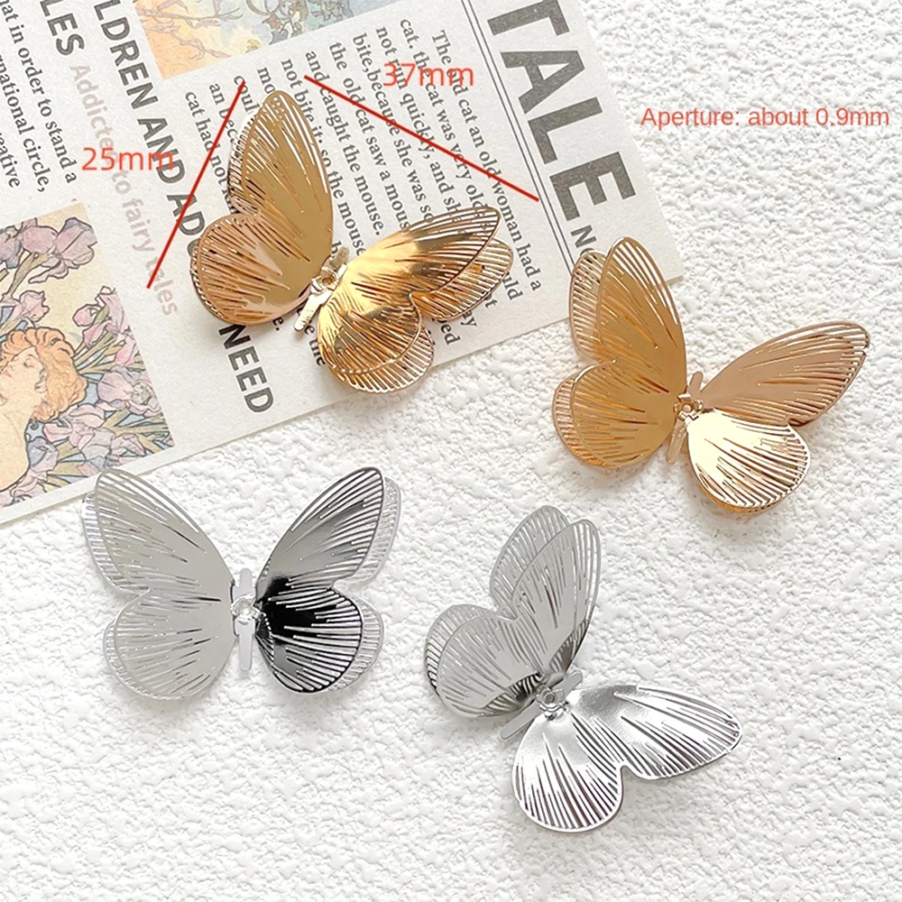 5 Pieces Copper Plated Genuine Gold Hollow Out Butterfly Bead Pendant DIY Makes Fashionable Jewelry and Clothing Accessory