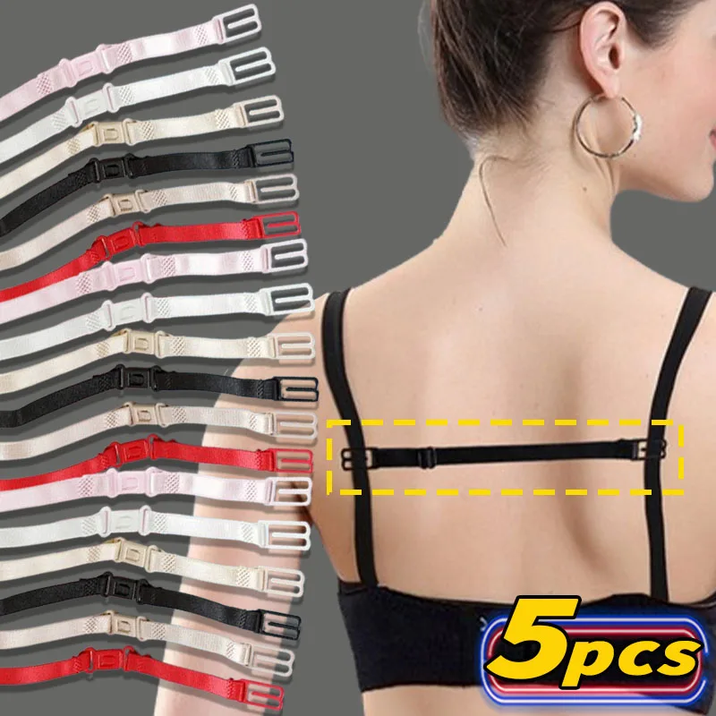 5Pcs frauen Einstellbare Extender Bh-träger Halter Alle Spiel Unsichtbare Nicht-slip Schulter Riemen Gürtel Schnallen Unterwäsche dessous