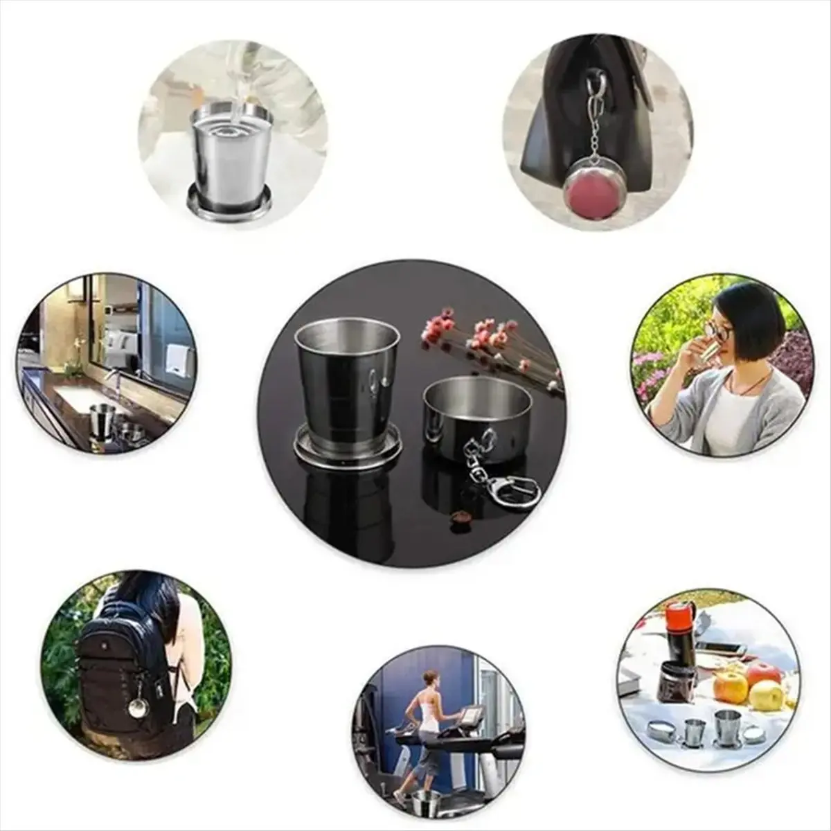 L79A Portable Outdoor Travel Folding Foldable Cup Telescopic Mug Portable Stainless Steel Foldable Water Cup Outdoors 150ML